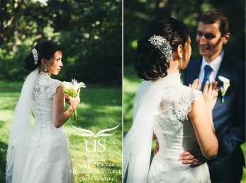 Свадебный макияж с накладными ресничками и фактурная свадебная прическа с низким пучком из локонов и крупным гребнем для брюнетки.<br />
Эффектный свадебный образ для невесты Оксаны